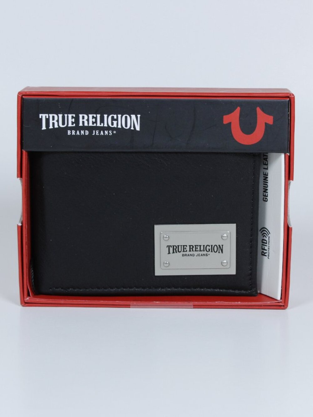 True Religion Original Wallet – Genuine Leather with Silver Plate – New‎ in Box